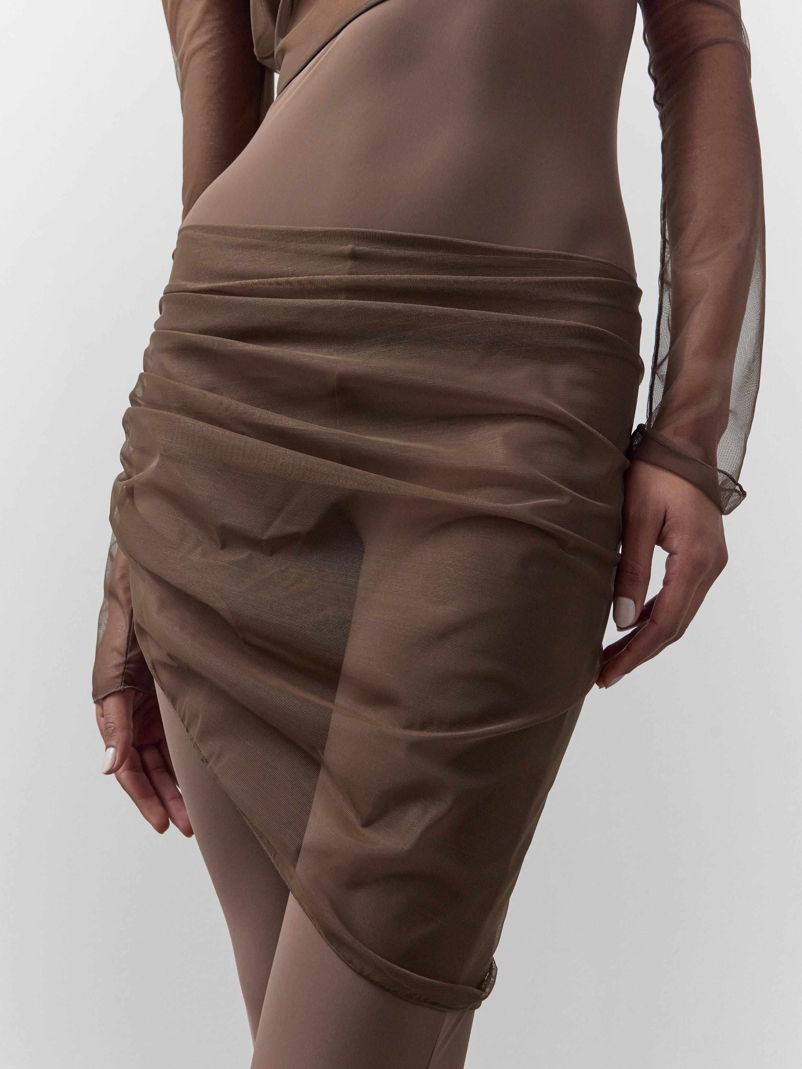 Alyssa Cropped Leggings With Tulle Drape by NENSI DOJAKA