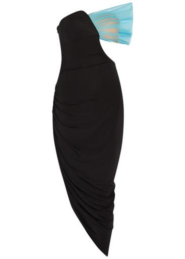 Asymmetric stretch-jersey midi dress by NENSI DOJAKA