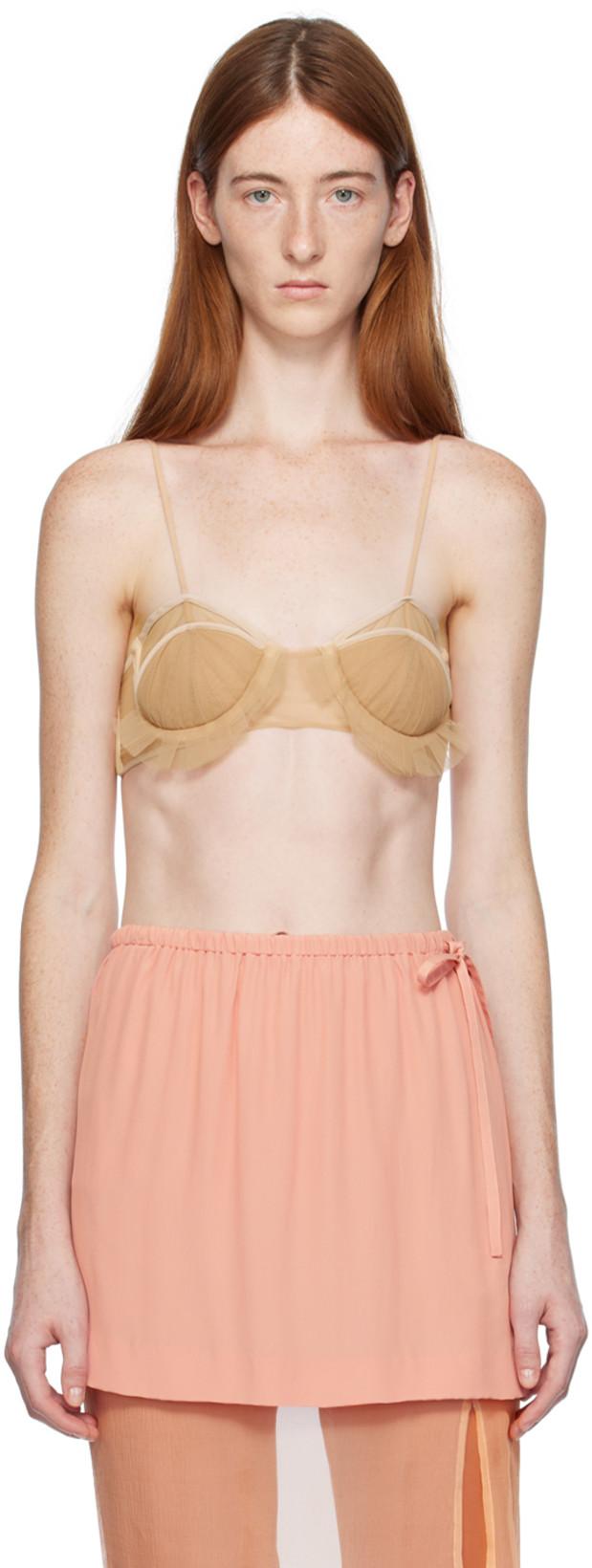Beige Exploding Flower Bra by NENSI DOJAKA