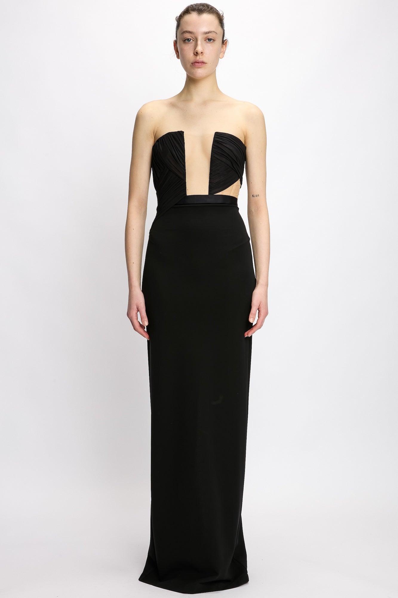 CORSETTED DRAPED MAXI DRESS by NENSI DOJAKA
