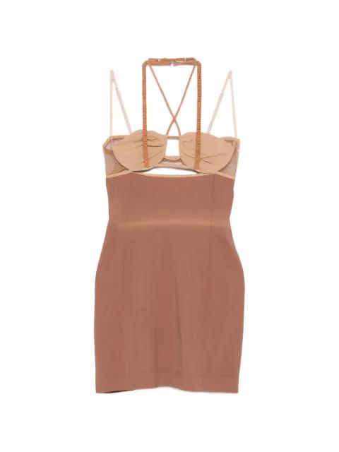 Draped double bra mini dress by NENSI DOJAKA