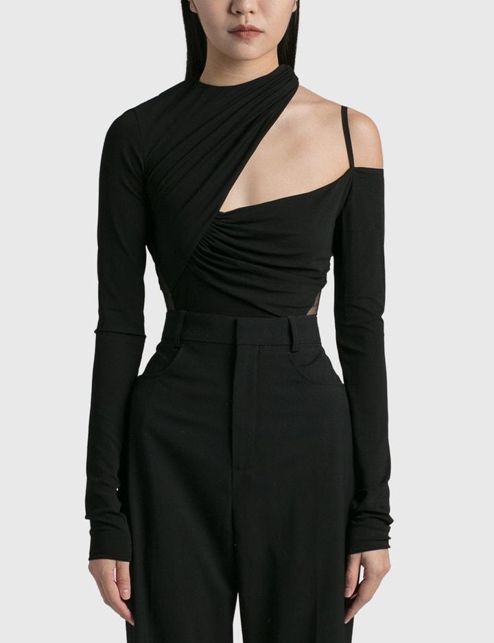 Gathered Asymmetric Longleeve Bodysuit by NENSI DOJAKA