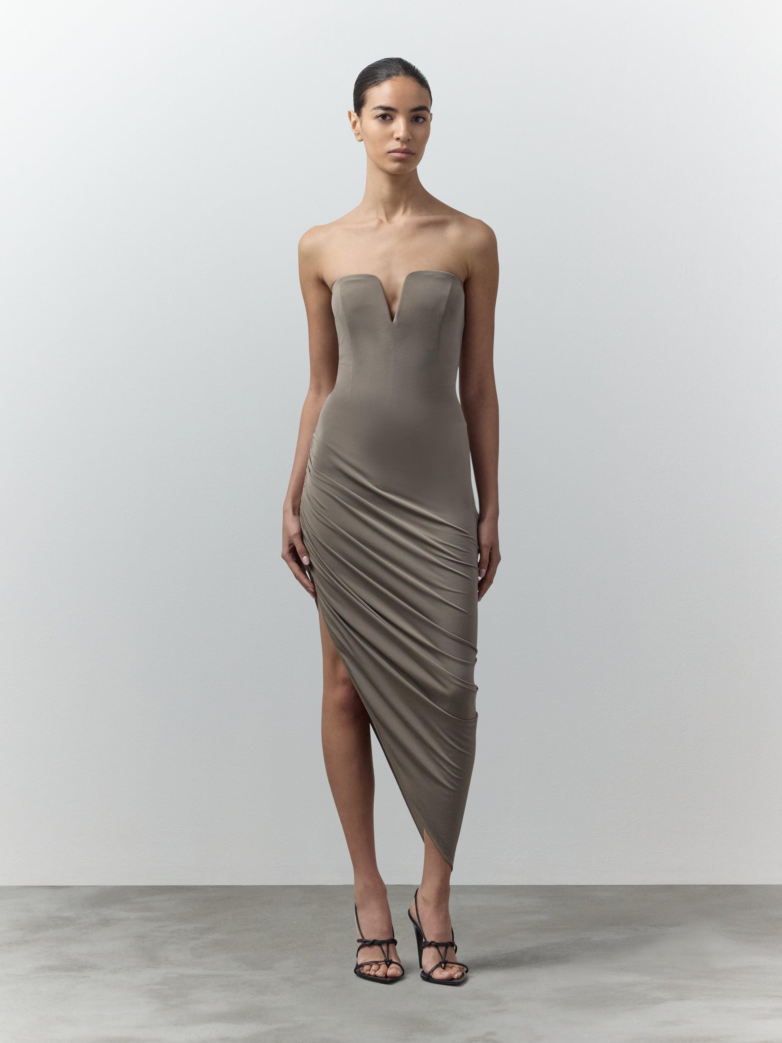 Ivy Side Ruched Asymmetric Dress by NENSI DOJAKA
