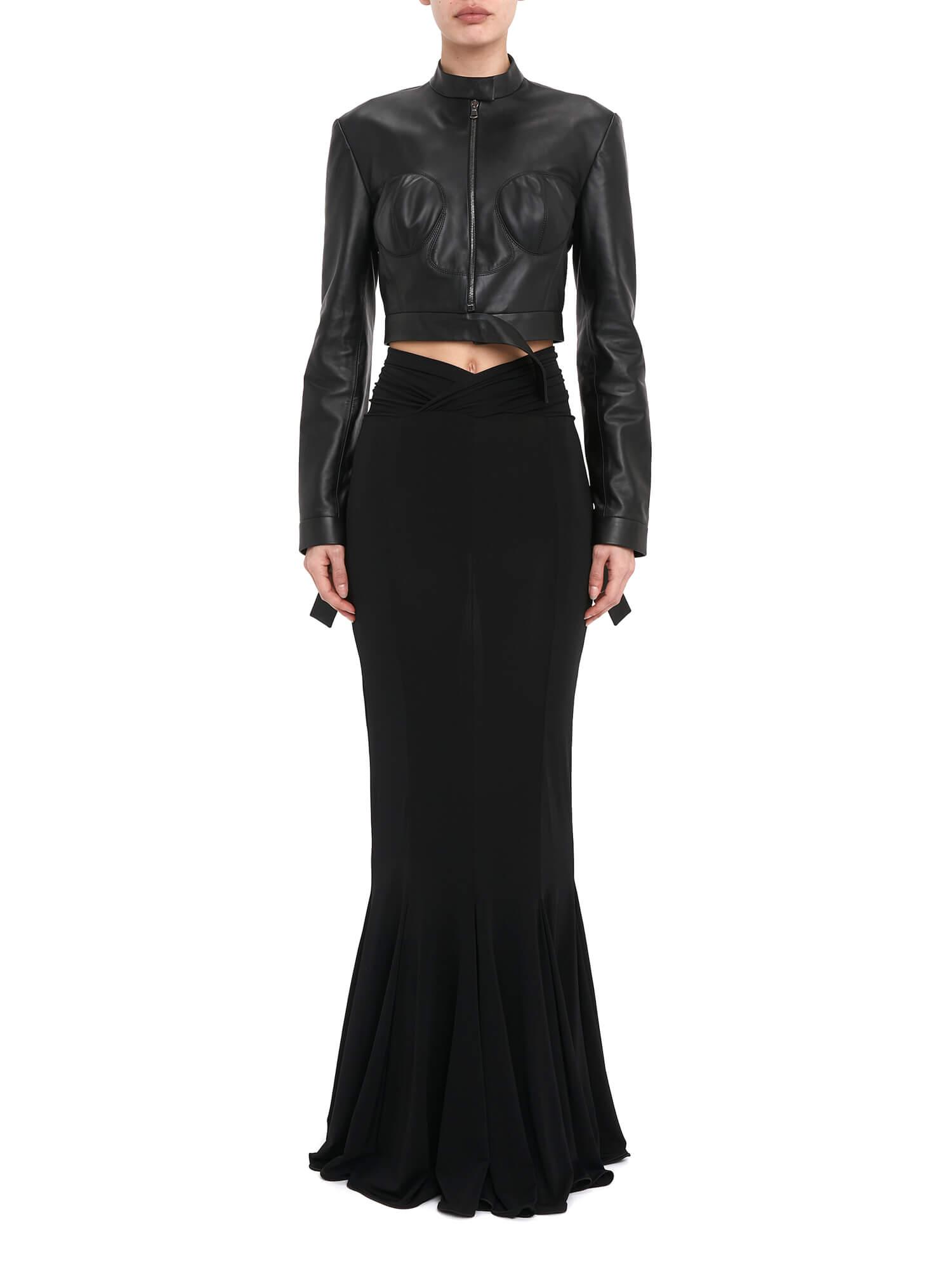 LÉA BUSTIER LEATHER BIKER JACKET by NENSI DOJAKA