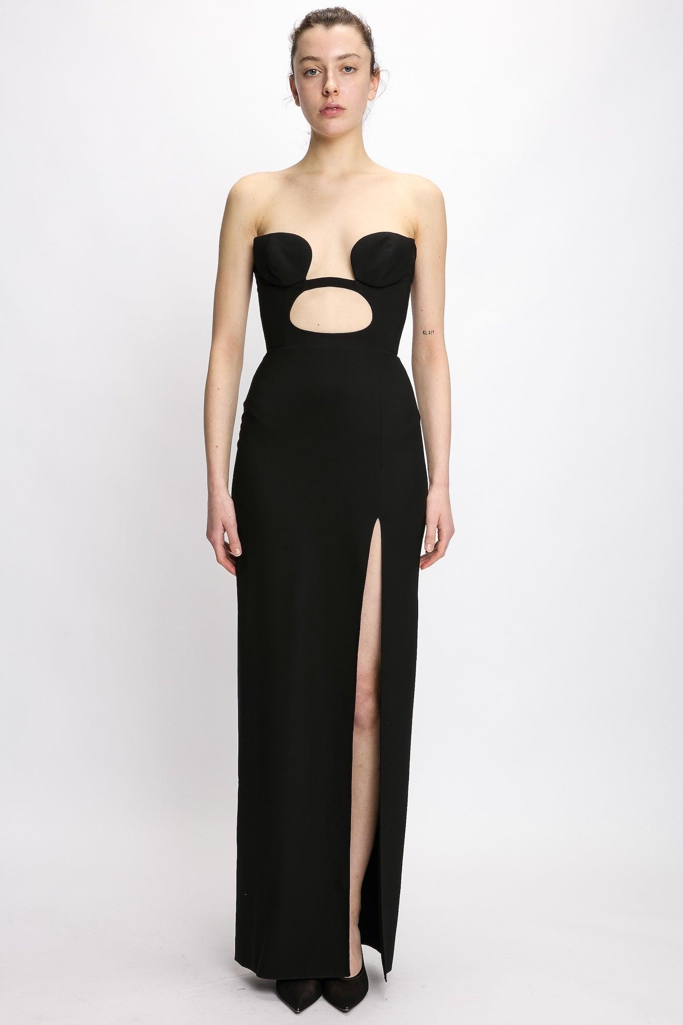 LONG FITTED DRESS WITH VOLUTE PADDED BRA by NENSI DOJAKA