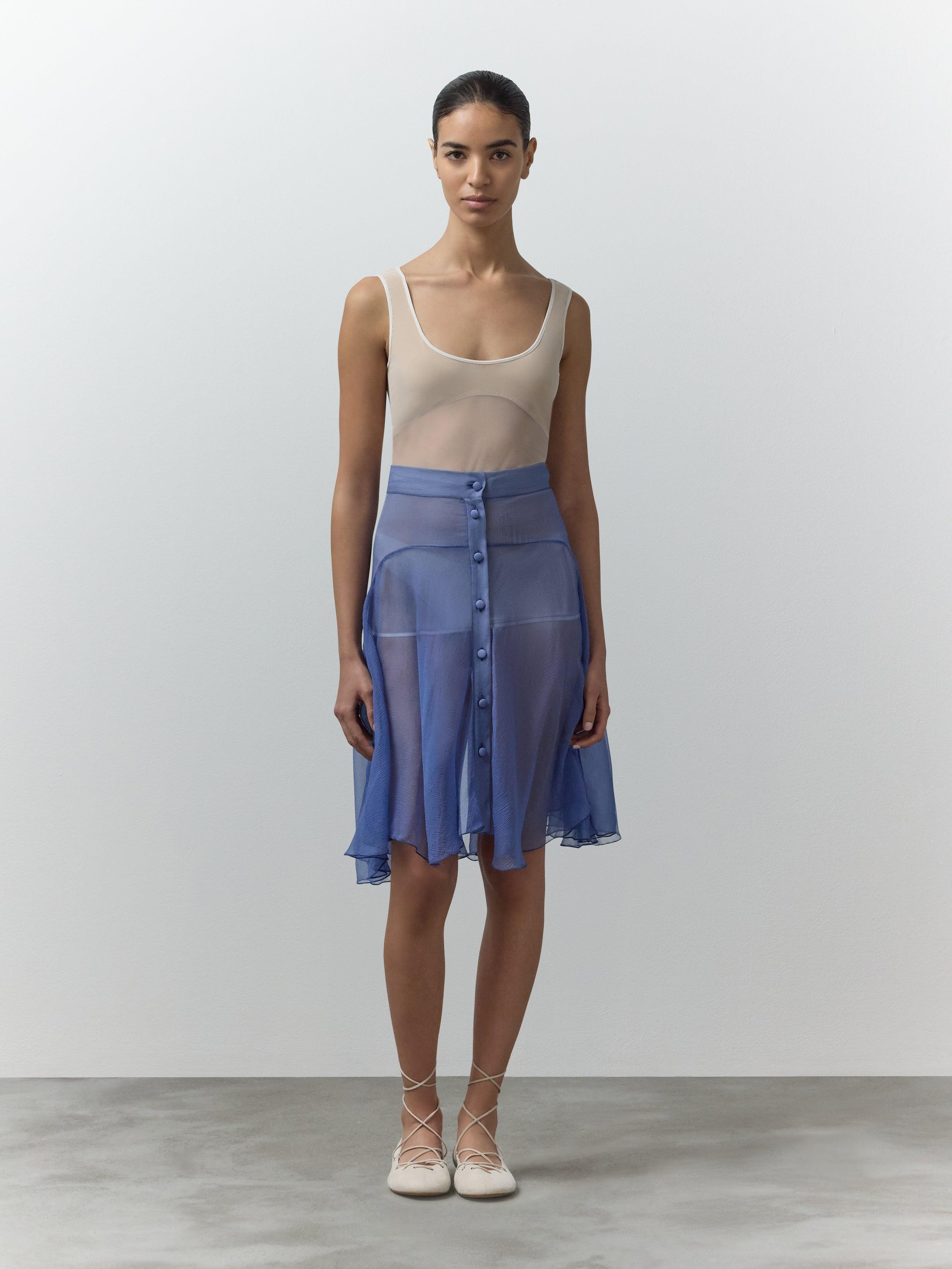 Laia Sheer Frilled Skirt With Front Bottons by NENSI DOJAKA