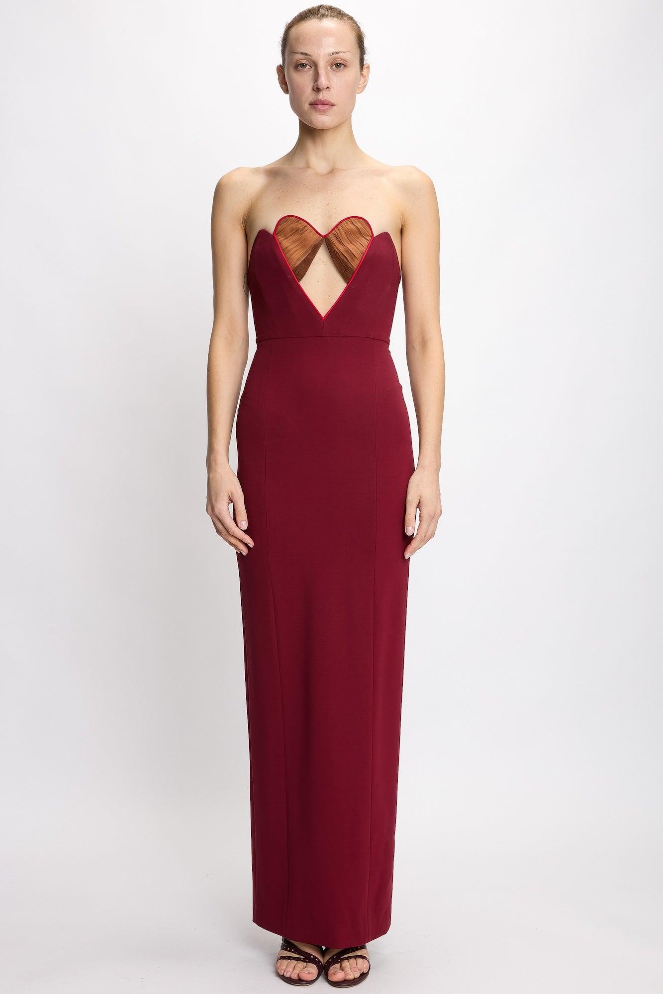 MAXI FITTED DRESS WITH HEART CUPS by NENSI DOJAKA