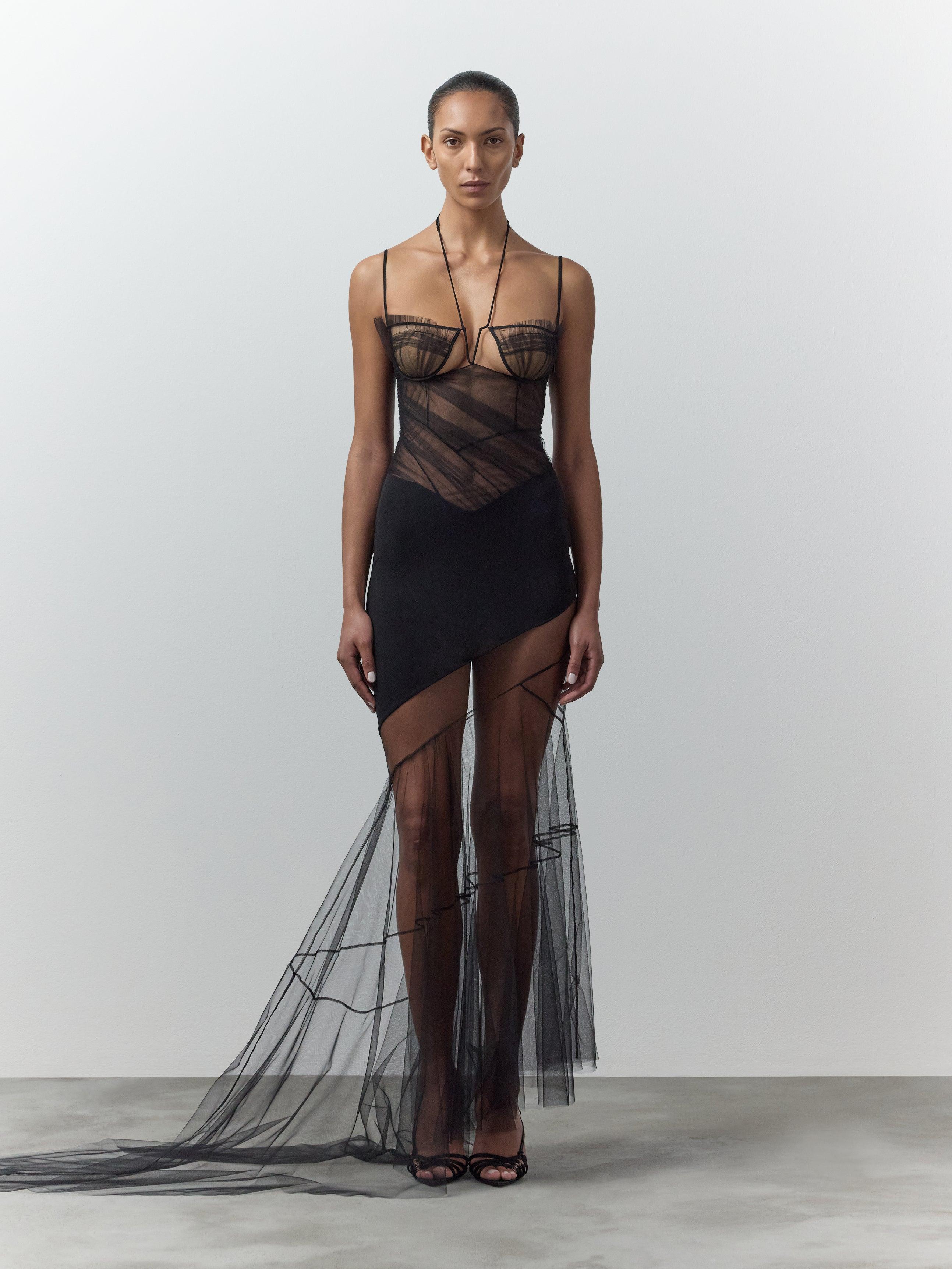 Margot Asymmetric Draped Bra Dress by NENSI DOJAKA