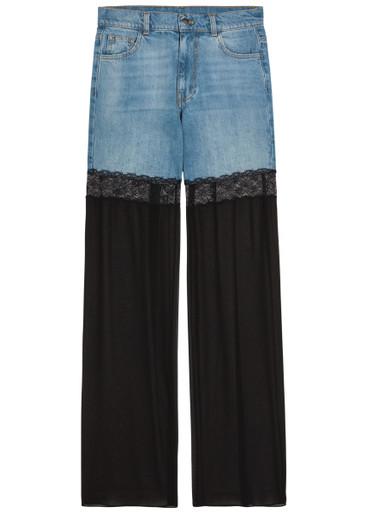Panelled lace-trim wide-leg jeans by NENSI DOJAKA
