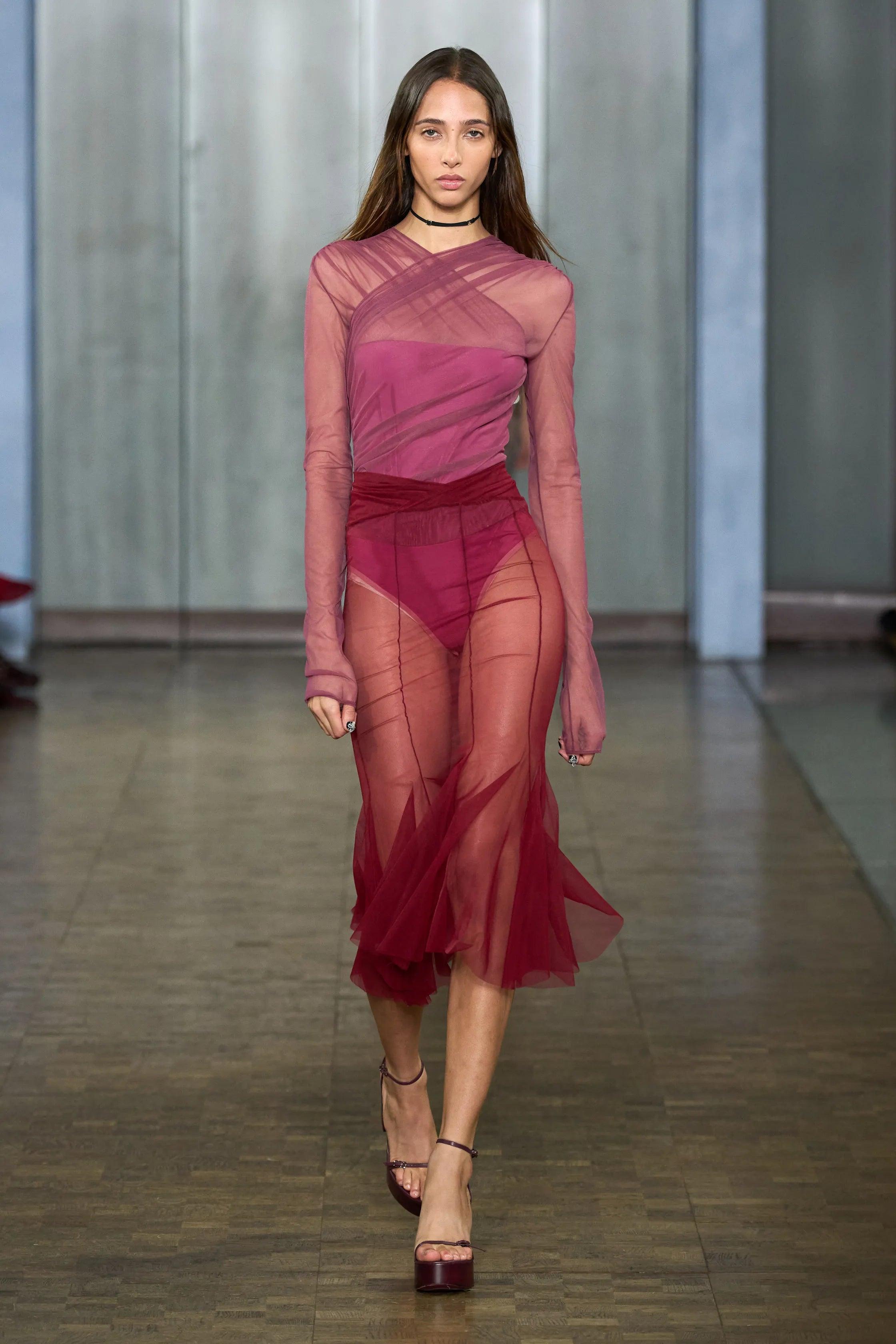 RENEE TULLE GATHERED BODY in PEONY by NENSI DOJAKA