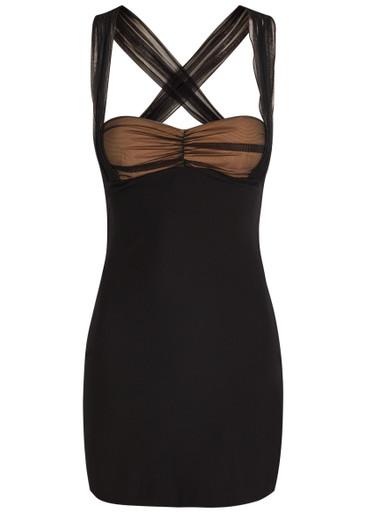 Ruched stretch-crepe mini dress by NENSI DOJAKA