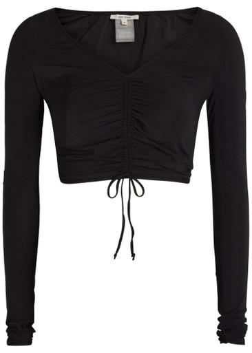 Ruched stretch-jersey crop top by NENSI DOJAKA