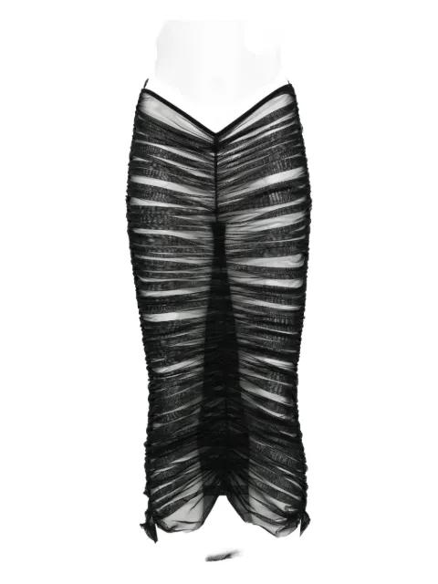 ruched sheer midi skirt by NENSI DOJAKA