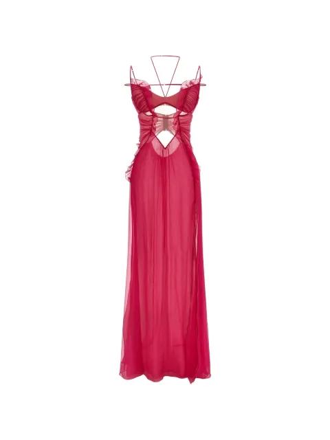 ruffled cutout gown by NENSI DOJAKA