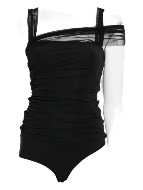 tulle-detail ruched bodysuit by NENSI DOJAKA