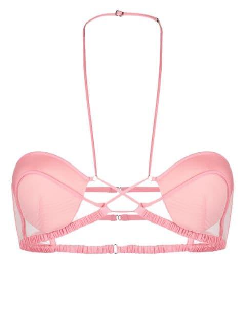 tulle-panel halterneck bra by NENSI DOJAKA