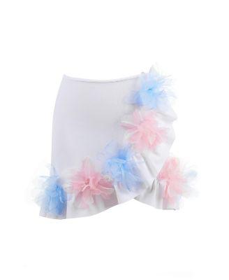 Girls' Asymmetrical Ruffle with 3D Tulle Flowers Skirt Cover Up - Little Kid by NESSI BYRD