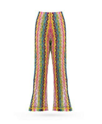 Girls' Crochet Knit Flare Pants with Wavy Pattern Beach Trousers - Little Kid by NESSI BYRD
