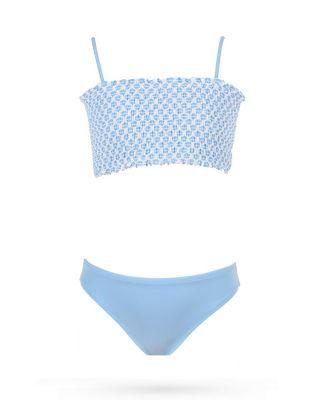 Girls' Ruched Bandeau Geometric Two-Piece Swimsuit - Little Kid by NESSI BYRD