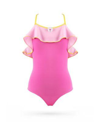 Girls' Ruffle with Hand-Knitted Flower AppliquÃ© One-Piece Swimsuit - Little Kid by NESSI BYRD