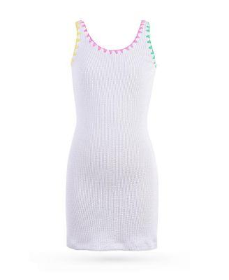 Girls' Textured with Multi-Color Whip-Stitch Trim Tank Dress - Little Kid by NESSI BYRD