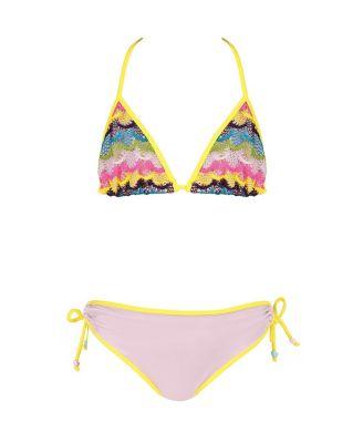 Girls' Tiered Lace Triangle with Heart-Bead Side Ties Two-Piece Swimsuit - Little Kid by NESSI BYRD