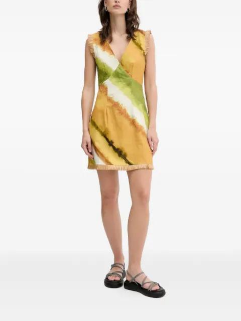 Deia abstract-print fringe mini dress by NEVER FULLY DRESSED