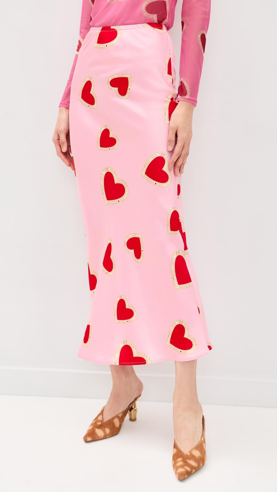 Pink Hearts Dorris Skirt by NEVER FULLY DRESSED