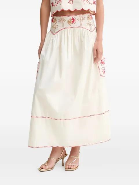 Pollenca embroidered midi skirt by NEVER FULLY DRESSED
