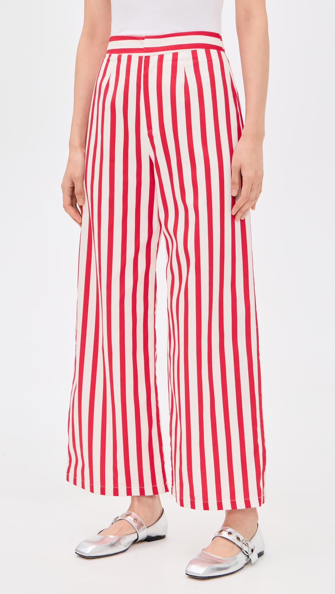 Red Stripe Mara Trousers by NEVER FULLY DRESSED