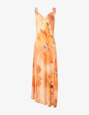 Sofia Floral Knot-Strap Bias-Cut Woven Maxi Dress by NEVER FULLY DRESSED