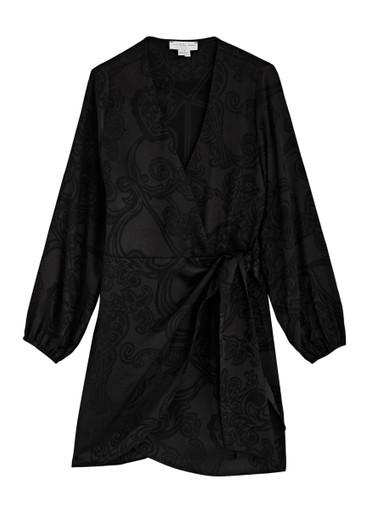 Vienna Love Lock satin mini wrap dress by NEVER FULLY DRESSED