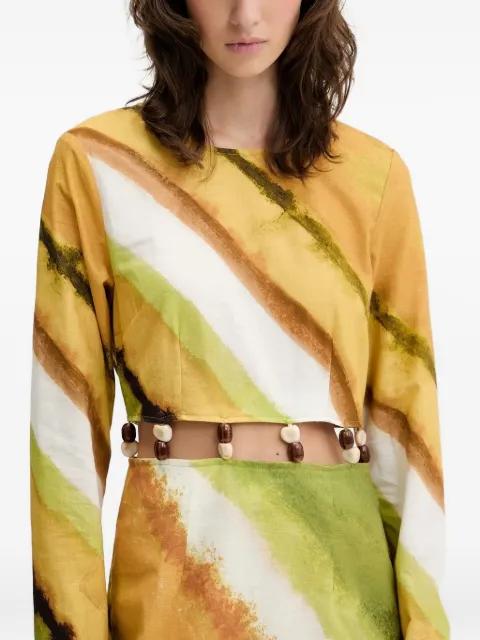 diagonal-print beaded-waist maxi dress by NEVER FULLY DRESSED