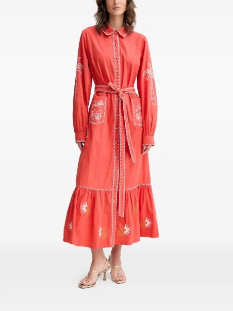 embroidered belted midi dress by NEVER FULLY DRESSED