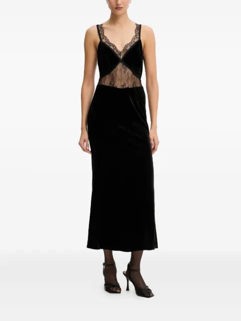 lace-panel midi dress by NEVER FULLY DRESSED