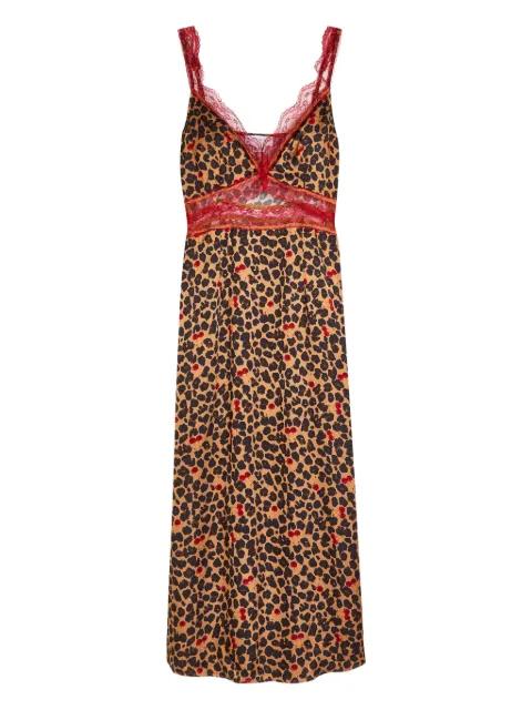 lace-trim animal-print dress by NEVER FULLY DRESSED