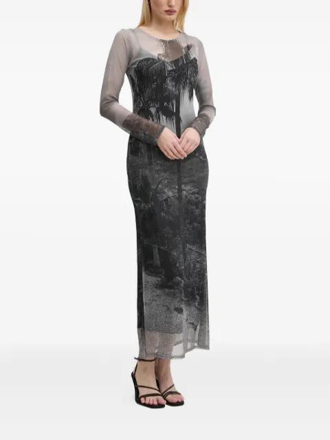 palm-tree print midi dress by NEVER FULLY DRESSED