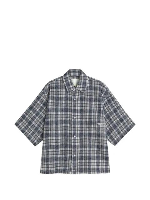 quarter-sleeve checked shirt by NEW AMSTERDAM