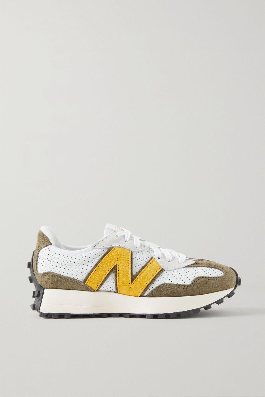 327 suede-trimmed perforated leather sneakers by NEW BALANCE