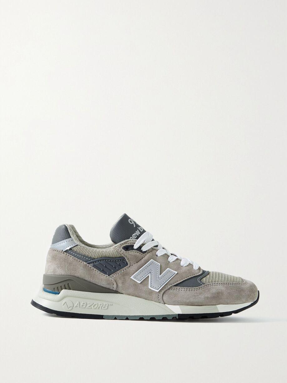 Made in USA 998 Core rubber-trimmed leather, mesh and suede sneakers by NEW BALANCE