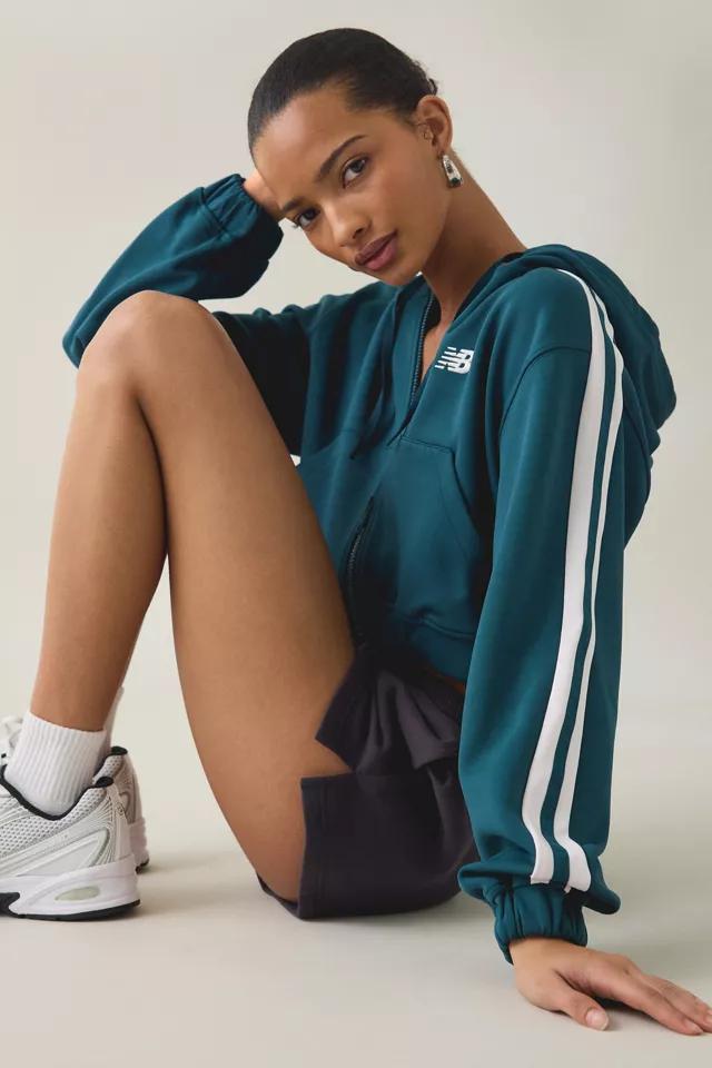 New Balance Interlock Cropped Zip-Up Hoodie Sweatshirt by NEW BALANCE