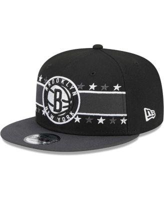 Men's Black Brooklyn Nets Banded Stars 9FIFTY Snapback Hat by NEW ERA