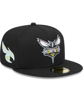 Men's Black Charlotte Hornets Color Pack 59FIFTY Fitted Hat by NEW ERA