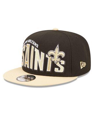 Men's Black, Gold New Orleans Saints Wordmark Flow 9FIFTY Snapback Hat by NEW ERA