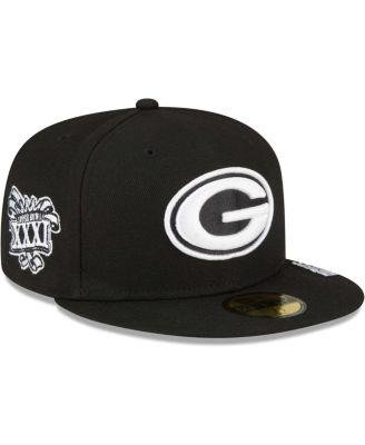 Men's Black Green Bay Packers Super Bowl XXXI Side Patch 59FIFTY Fitted Hat by NEW ERA