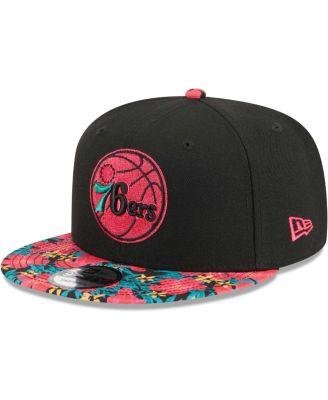 Men's Black Philadelphia 76ers Neon Floral 9FIFTY Snapback Hat by NEW ERA