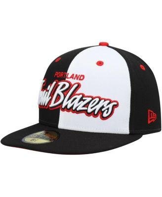 Men's Black, White Portland Trail Blazers Script Pinwheel 59FIFTY Fitted Hat by NEW ERA