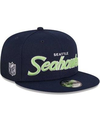 Men's College Navy Seattle Seahawks Script 9FIFTY Snapback Hat by NEW ERA