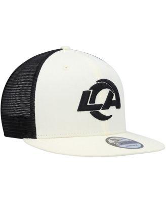Men's Cream, Black Los Angeles Rams Chrome Collection 9FIFTY Trucker Snapback Hat by NEW ERA