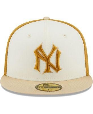 Men's Cream, Gold New York Yankees Chrome Anniversary 59FIFTY Fitted Hat by NEW ERA